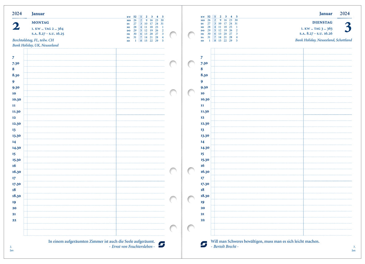 Succes Kalender Senior 1 Tag pro Seite Deutsch weiss 2024